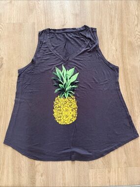 Mic & Jax Sleeveless V-Neck Pineapple Graphic Tank